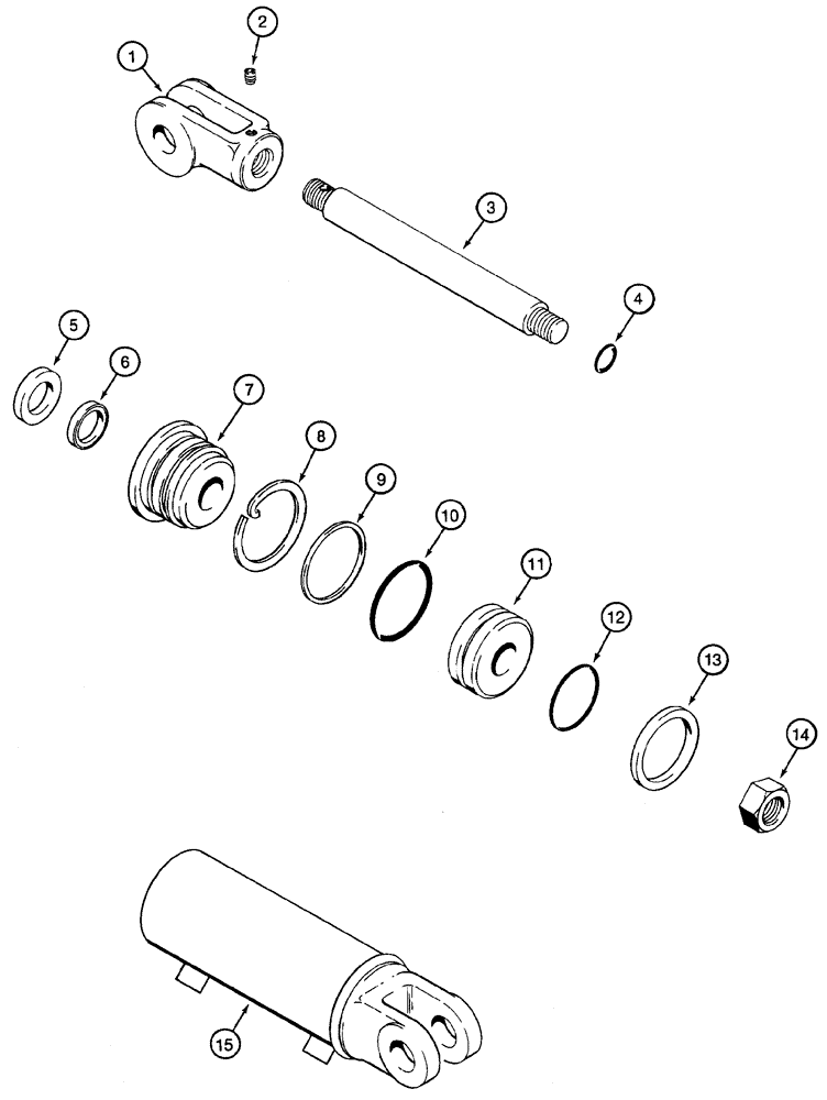 Схема запчастей Case 460 - (8-042) - BACKFILL BLADE TILT CYLINDER ASSEMBLY, H673747, SIX-WAY BACKFILL BLADE (08) - HYDRAULICS