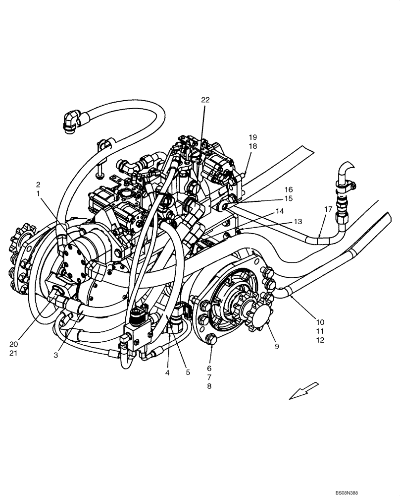 Схема запчастей Case 440 - (06-11) - HYDROSTATICS - DRIVE MOTORS, CASE DRAIN (440) (06) - POWER TRAIN