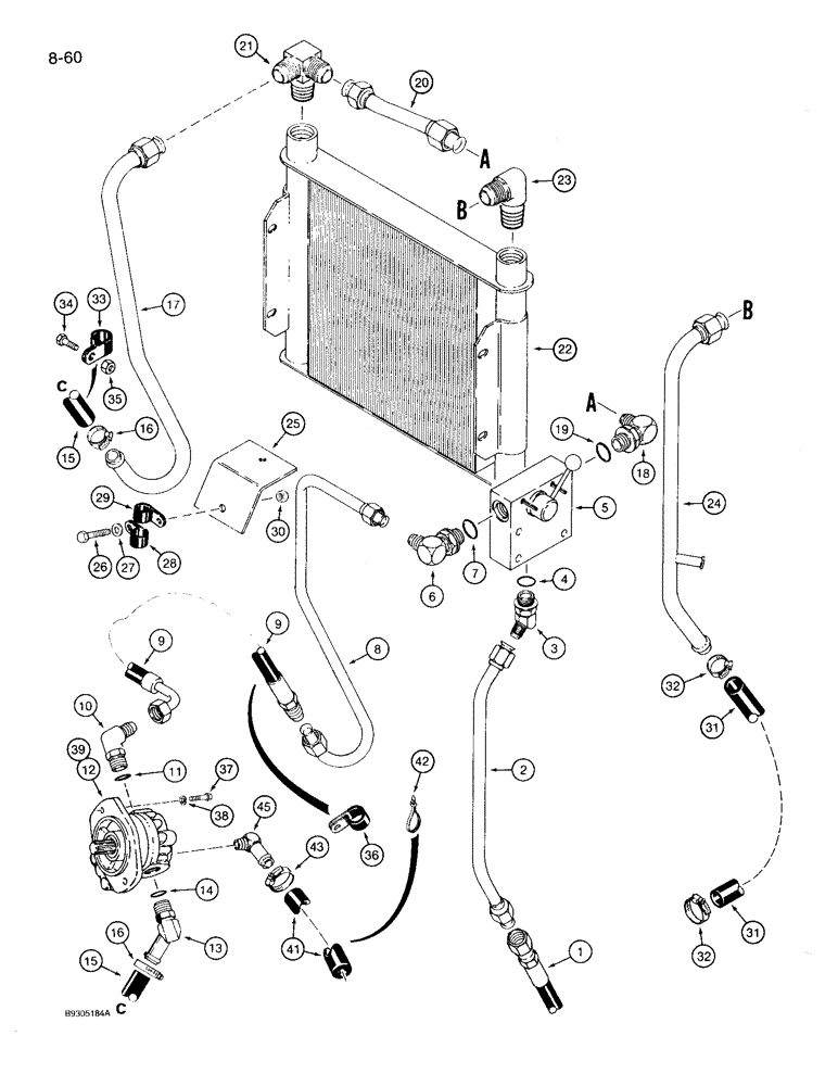 Схема запчастей Case 360 - (8-60) - PLOW HYDRAULIC CIRCUIT - CONTROL VALVE, OIL COOLER, AND MOTOR (08) - HYDRAULICS