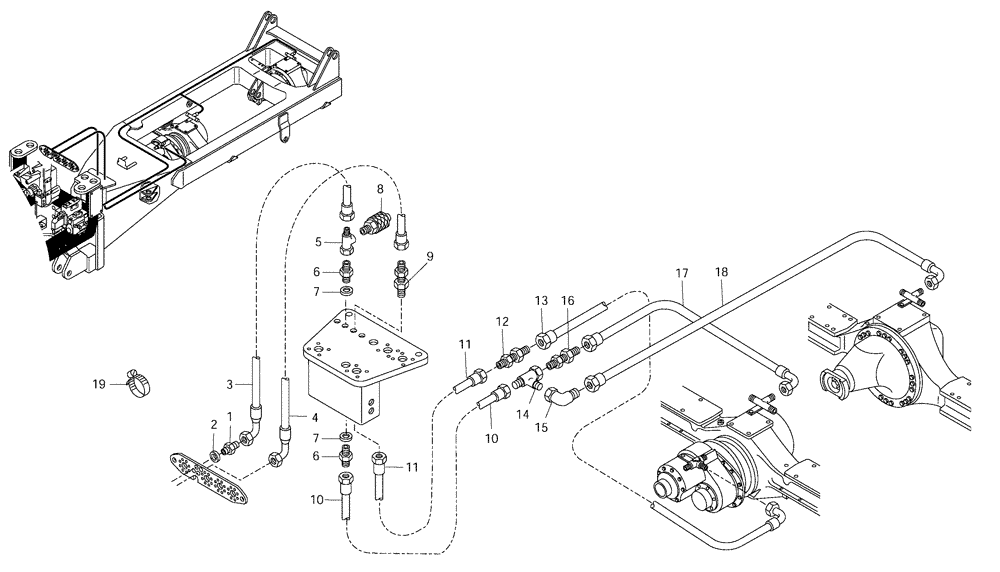 Схема запчастей Case 330 - (47A02001657[02]) - HYDRAULIC CIRCUIT BRAKE SYSTEM - FRAME PART (09) - Implement / Hydraulics / Frame / Brakes