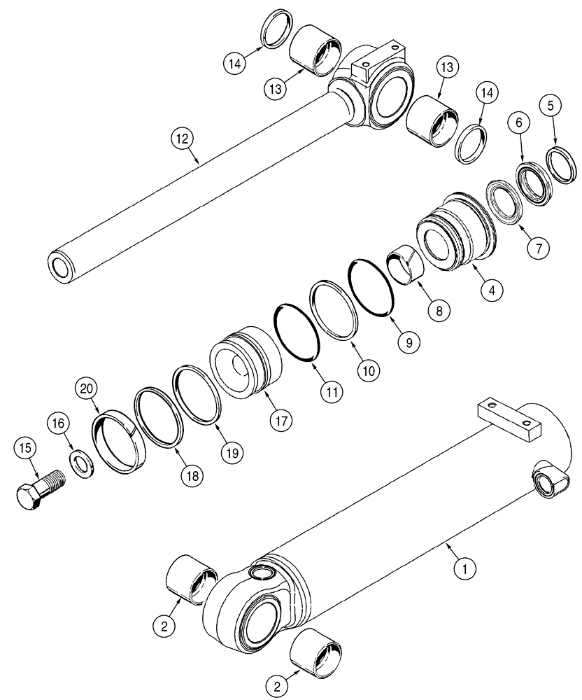 Схема запчастей Case 521D - (08-29) - CYLINDER ASSY - LOADER BUCKET (08) - HYDRAULICS