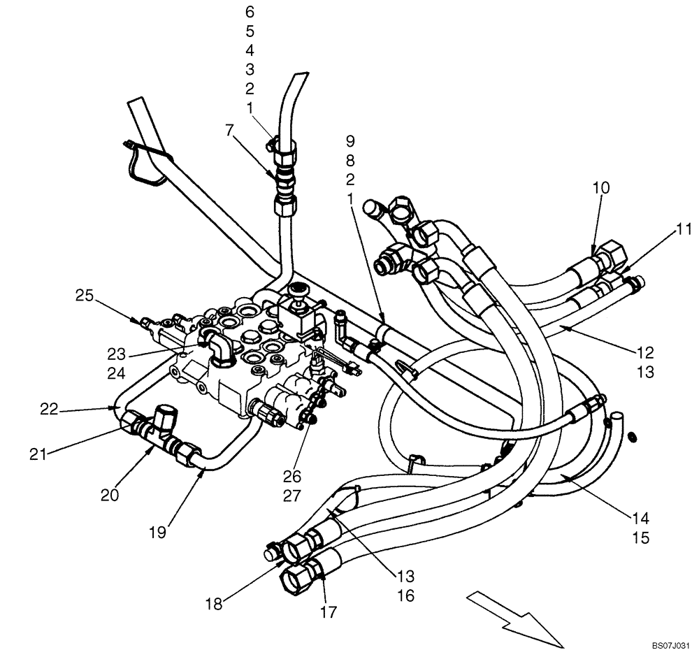 Схема запчастей Case 420CT - (06-11) - HYDROSTATICS - PUMP TO DRIVE MOTORS (420CT WITH PILOT CONTROL) (06) - POWER TRAIN