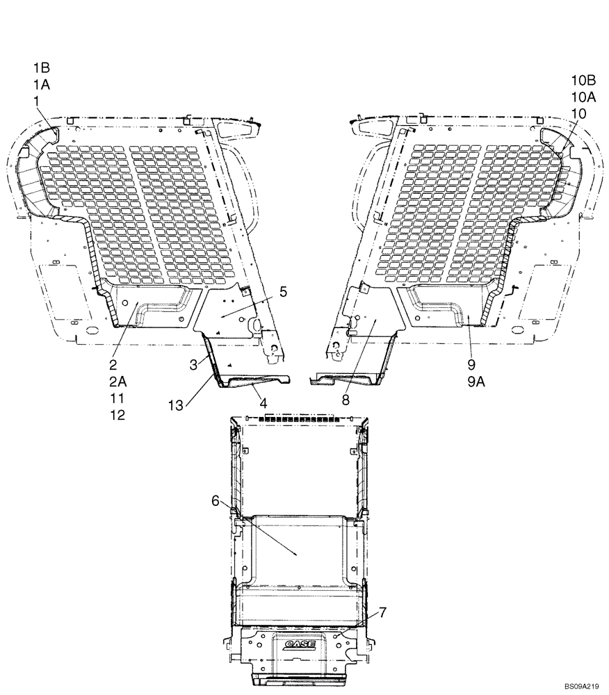 Схема запчастей Case 430 - (09-47) - INTERIOR TRIM (09) - CHASSIS