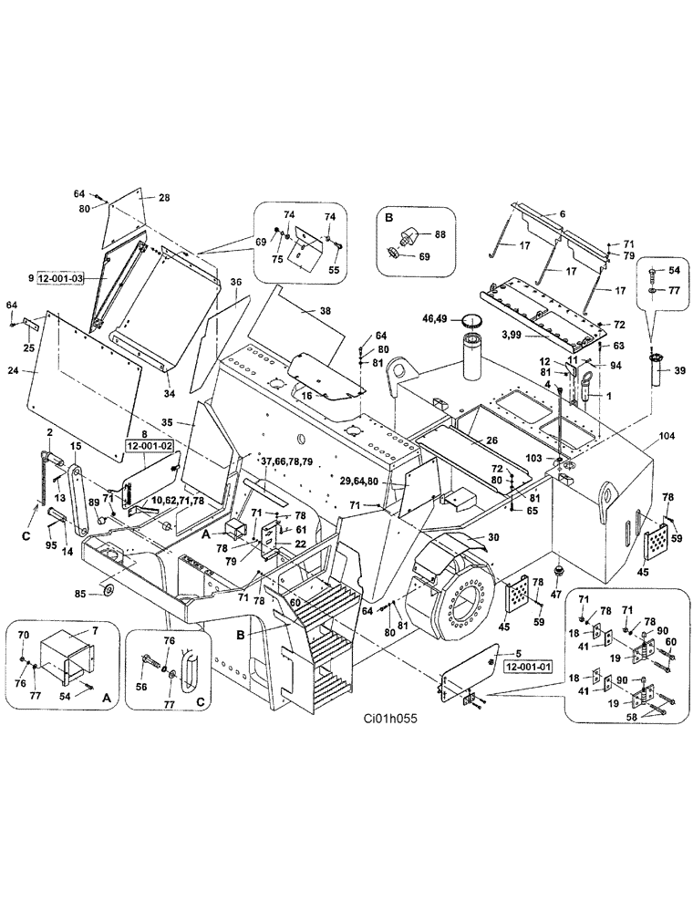 Схема запчастей Case SV223 - (12-001-00[01]) - CHASSIS (12) - Chassis/Attachments