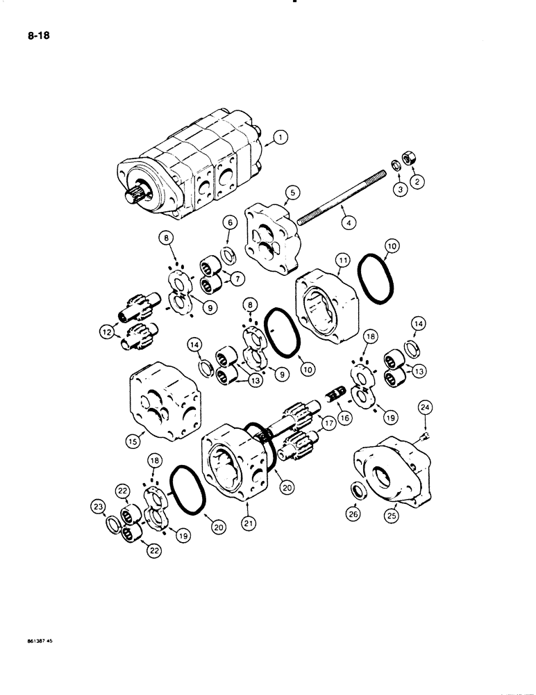 Схема запчастей Case W18B - (8-18) - L26895 LOADER AND STEERING PUMP (08) - HYDRAULICS