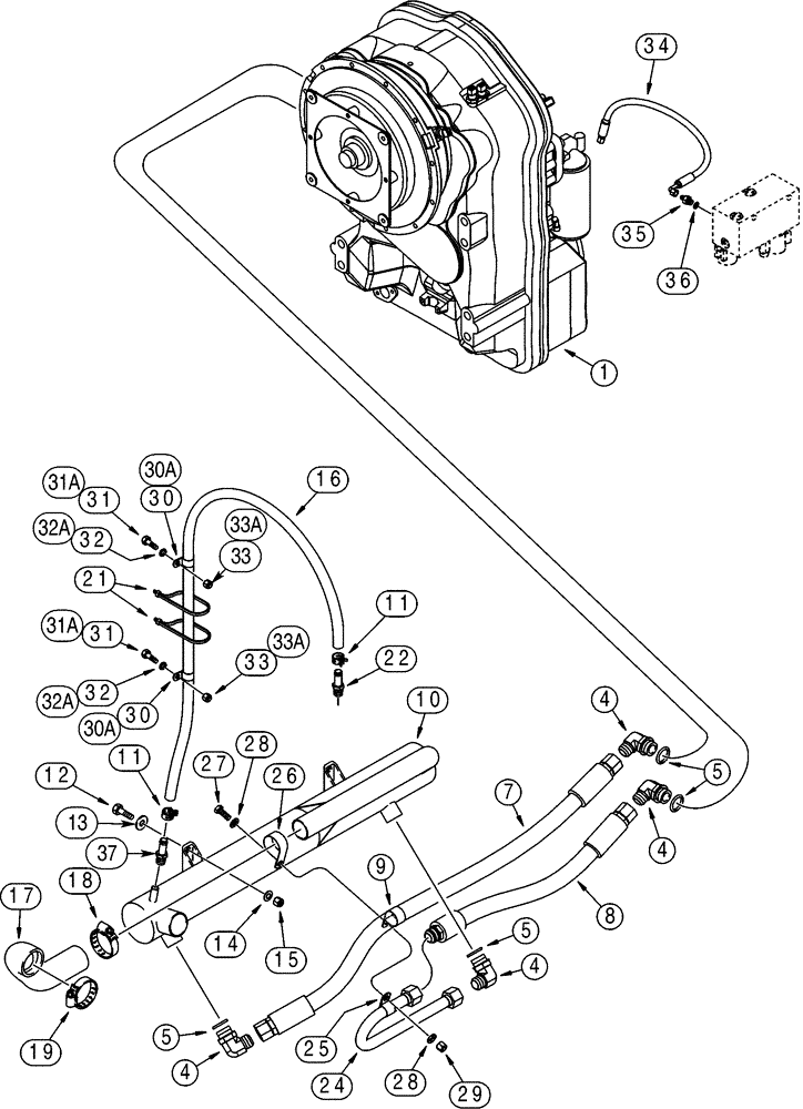 Схема запчастей Case 621C - (06-004) - HYDRAULICS TRANSMISSION, NORTH AMERICA ONLY (06) - POWER TRAIN