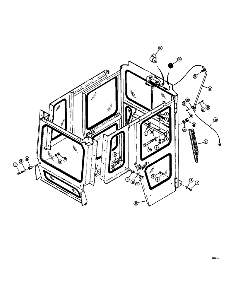 Схема запчастей Case 825 - (232) - CAB MOUNTING AND WIRING (05) - UPPERSTRUCTURE CHASSIS