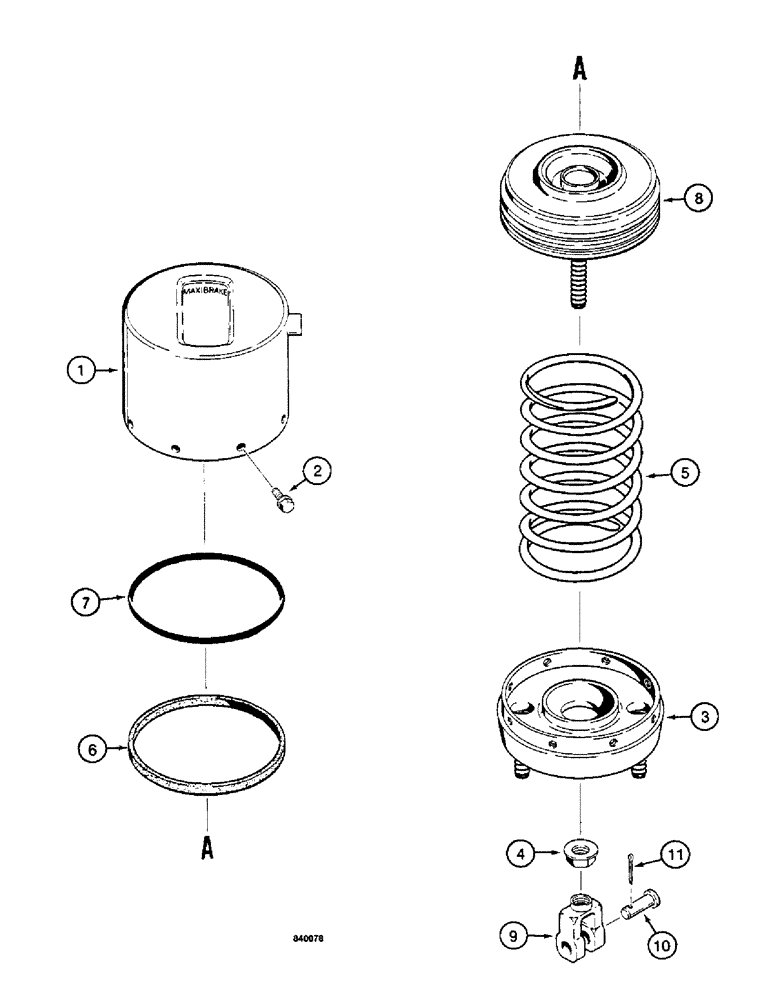 Схема запчастей Case W36 - (7-380) - L112239 PARKING BRAKE ACTUATOR (07) - BRAKES