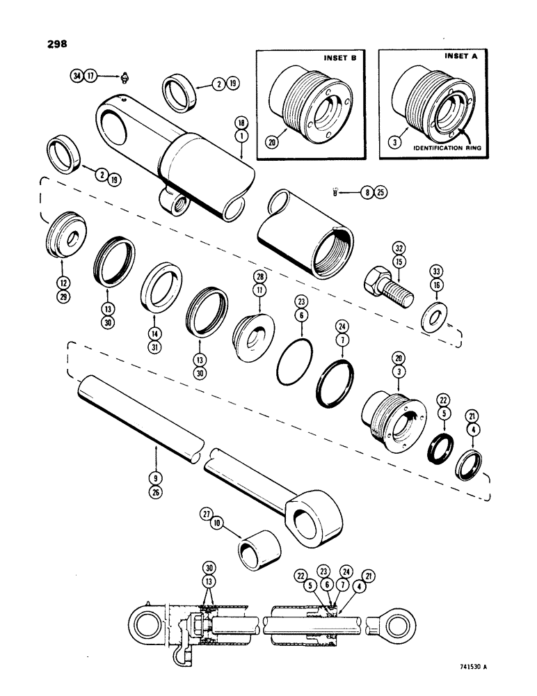 Схема запчастей Case W18 - (298[A]) - G33592 & G33593 TILT CYLS. GLAND W/IDENTIF. RING USED ON S/N 9109476 - 9109480 & S/N 9109534 & AFTER (08) - HYDRAULICS