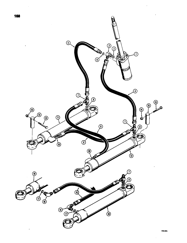 Схема запчастей Case W20B - (168) - STEERING HYDRAULIC CIRCUIT, STEERING CONTROL VALVE TO CYLINDERS (05) - STEERING