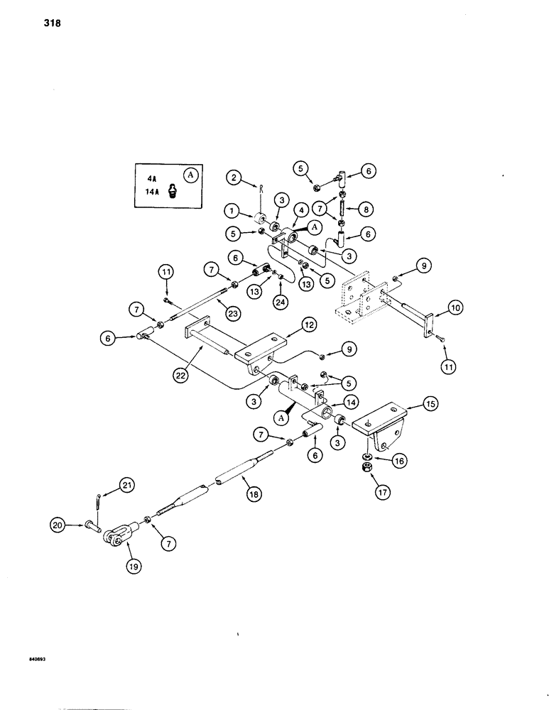 Схема запчастей Case 880C - (318) - CONTROLS - BEFORE PIN 6205236, WRIST-O-TWIST LINKAGE (07) - HYDRAULIC SYSTEM