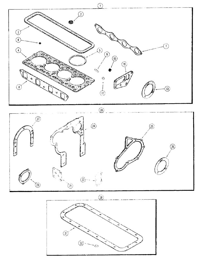 Схема запчастей Case 310G - (037A) - ENGINE GASKET KITS, (188) DIESEL ENGINE, WITH WIDE FLANGED SLEEVES (01) - ENGINE