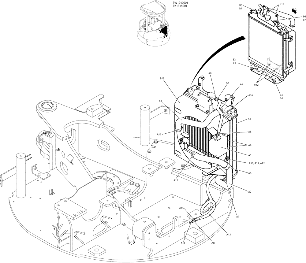 Схема запчастей Case CX36B - (05-003) - RADIATOR INSTAL (COOLER) (10) - ENGINE