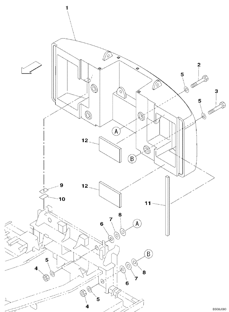 Схема запчастей Case CX800B - (09-07) - COUNTERWEIGHT - SOUNDPROOFING - SELF-DETACHING COUNTERWEIGHT SYSTEM (09) - CHASSIS