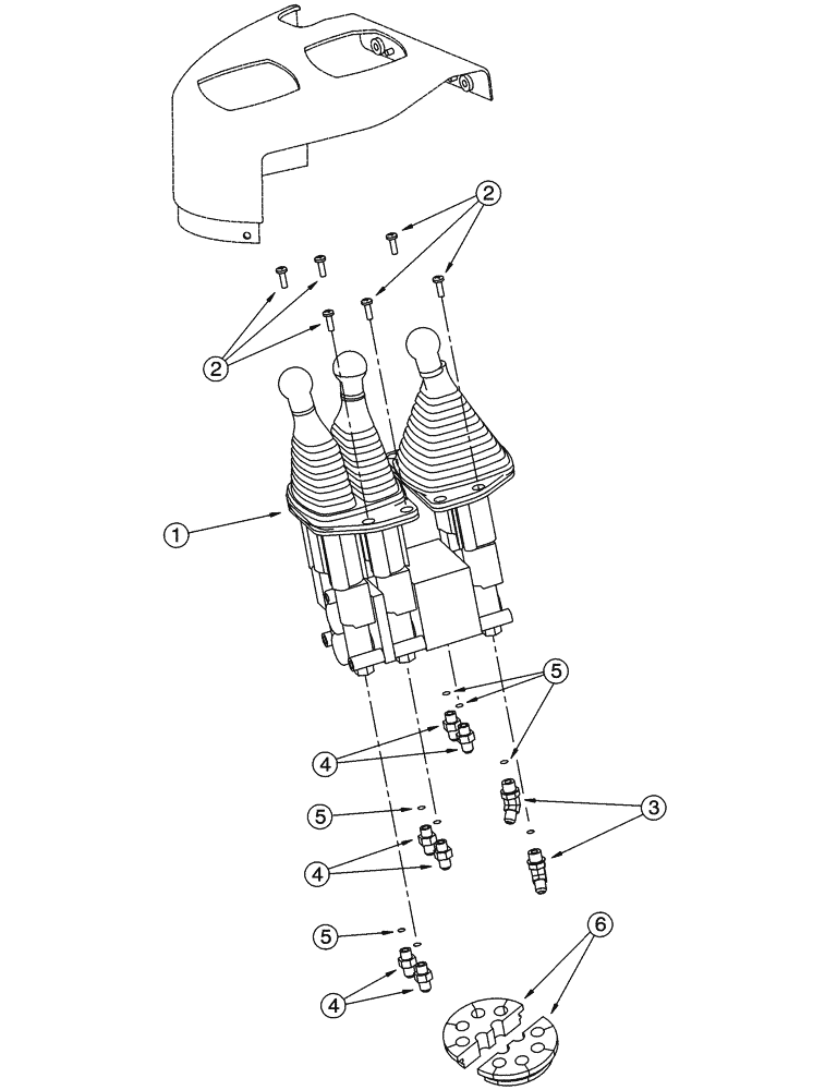 Схема запчастей Case 621C - (08-042) - HYDRAULICS - LOADER CONTROL, REMOTE, THREE LEVERS W/THREE SPOOL VALVE, NORTH AMERICA ONLY (08) - HYDRAULICS