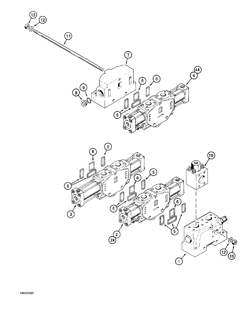 Схема запчастей Case 921 - (8-022) - LOADER CONTROL VALVE, THREE-SPOOL, PRIOR TO P.I.N. JEE0040188 (08) - HYDRAULICS