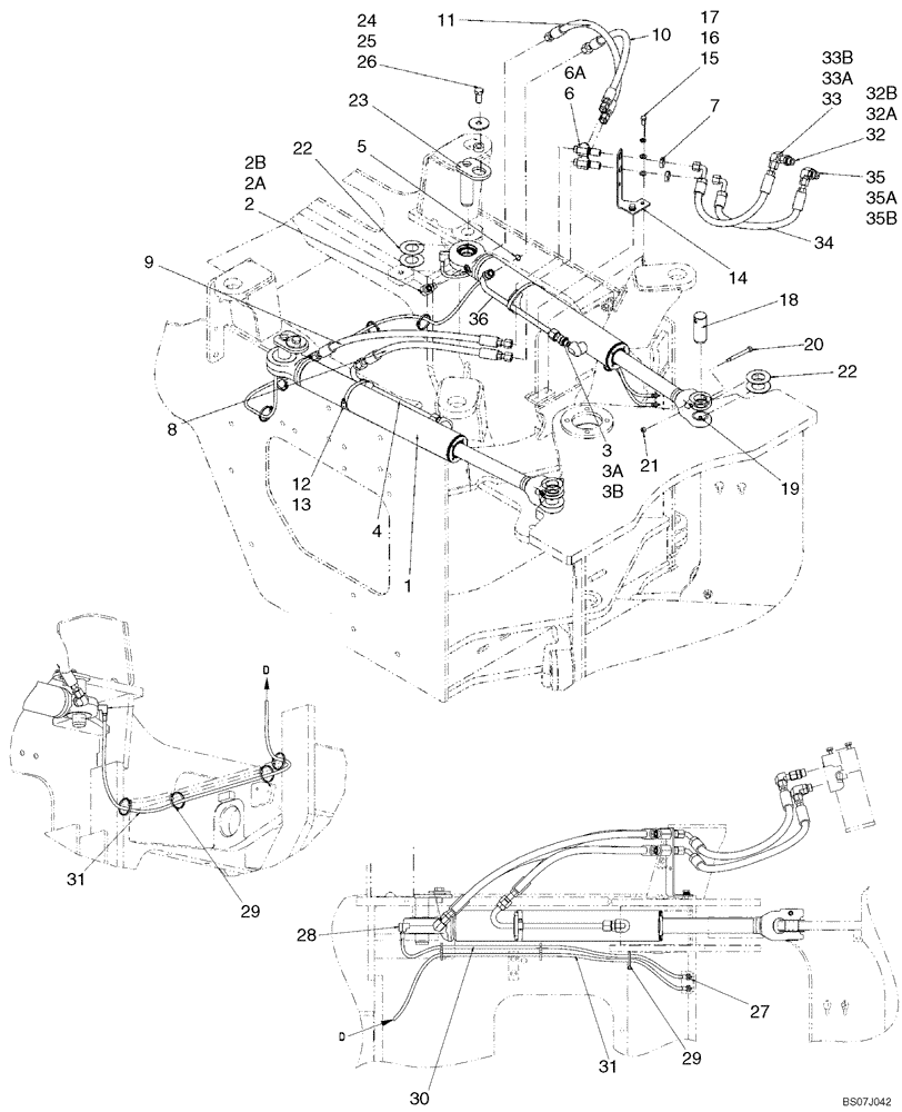 Схема запчастей Case 621E - (05-09) - STEERING - HYDRAULICS - CYLINDER (05) - STEERING