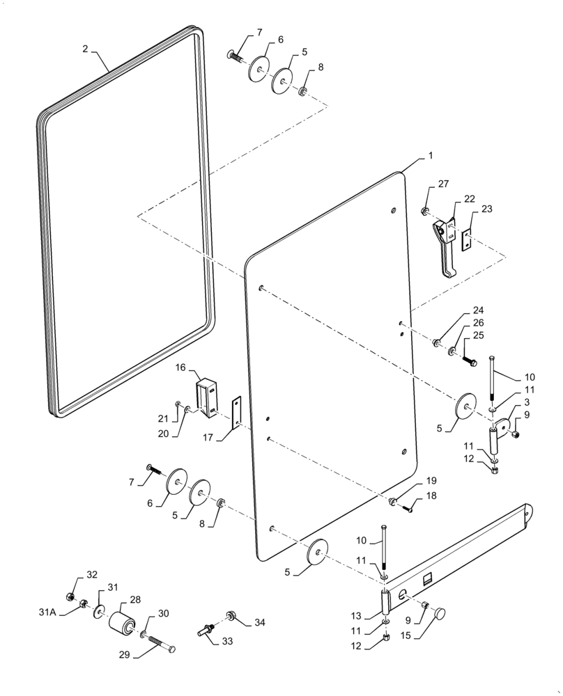 Схема запчастей Case 621D - (09-42) - CAB - WINDOW, RIGHT-HAND (09) - CHASSIS