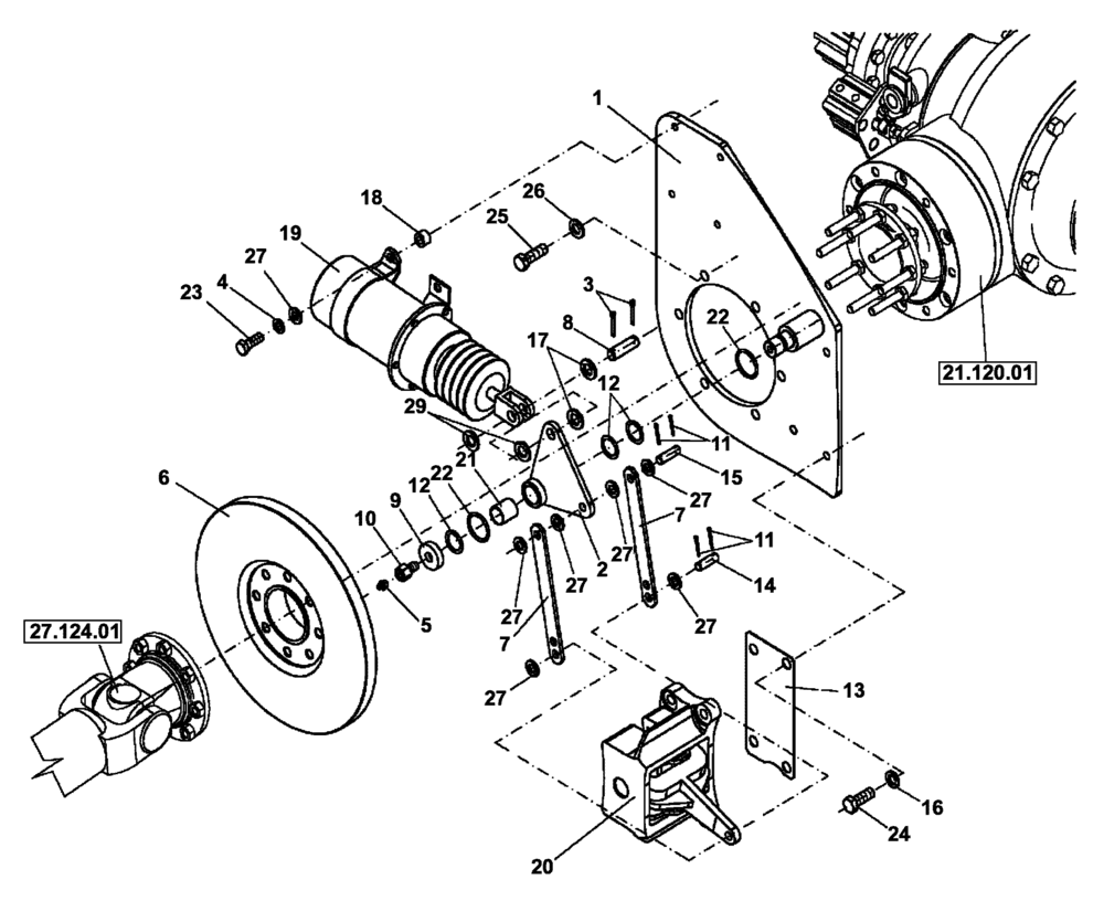 Схема запчастей Case PT240 - (33.120.01) - BRAKE (GROUP 92-ND144825) (33) - BRAKES & CONTROLS