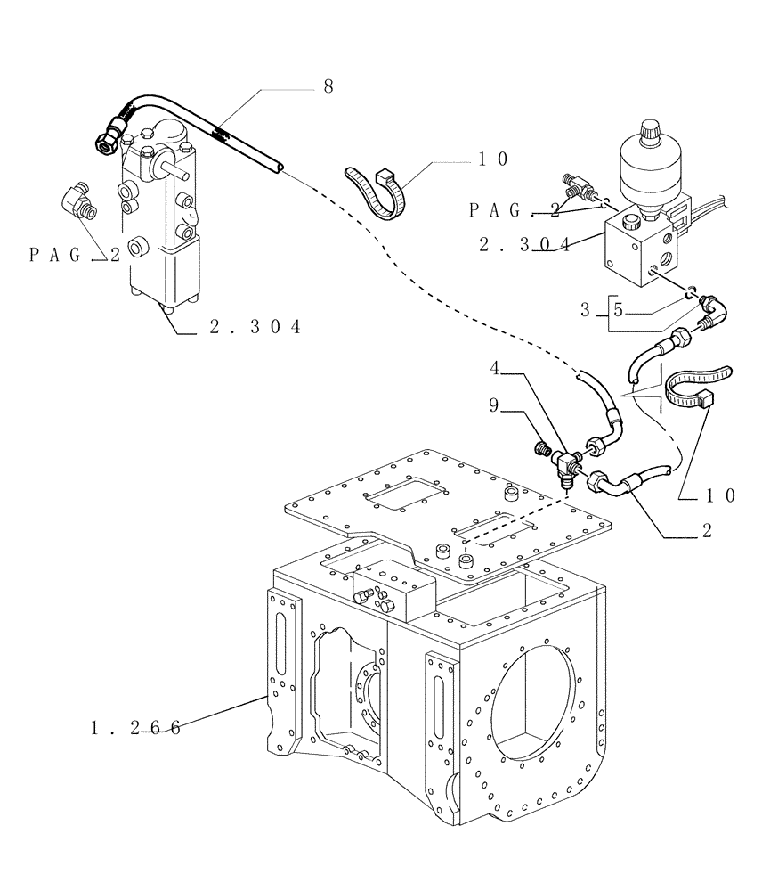 Схема запчастей Case 1850K - (2.319[03]) - BRAKE/STEERING DIFFERENTIAL CONNECTING PIPES (04) - UNDERCARRIAGE