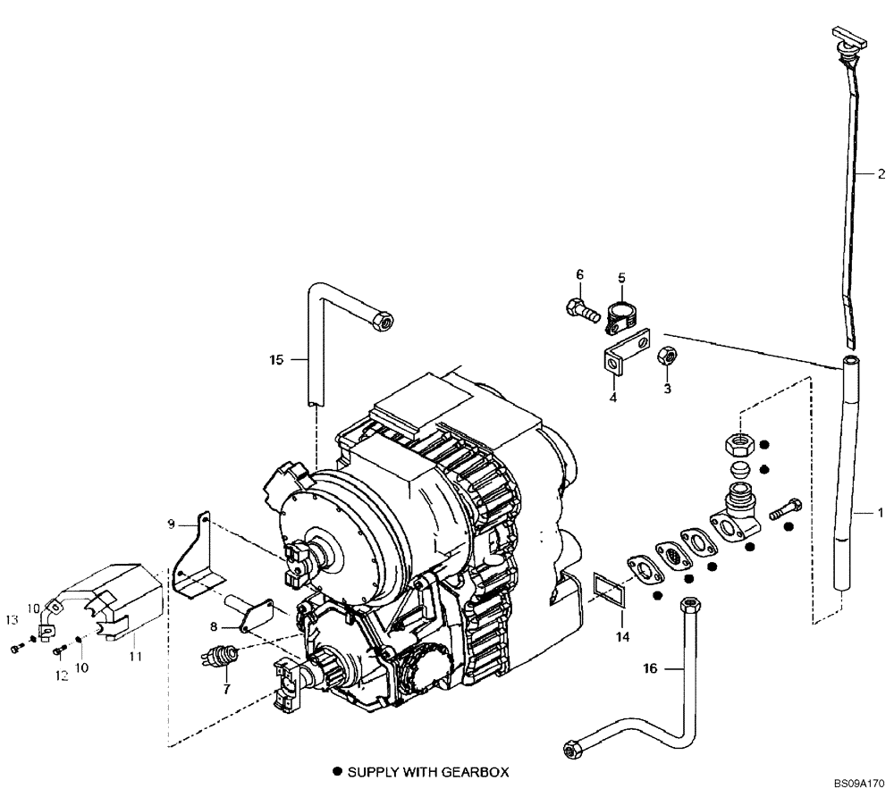 Схема запчастей Case 330B - (16A00000571[001]) - DIPSTICK, GEARBOX W/RETARDER (P.I.N. HHD0330BN7PG57000 AND AFTER) (84186753) (03) - Converter / Transmission