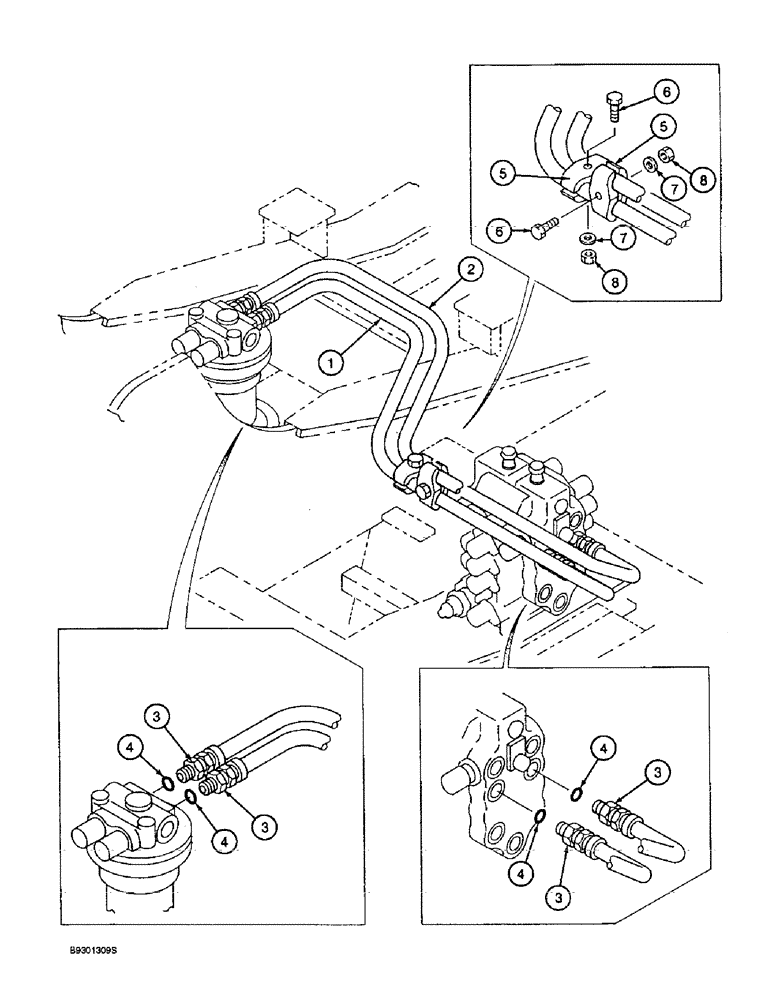 Схема запчастей Case 9010 - (8-50) - SWING MOTOR HYDRAULIC CIRCUIT (08) - HYDRAULICS