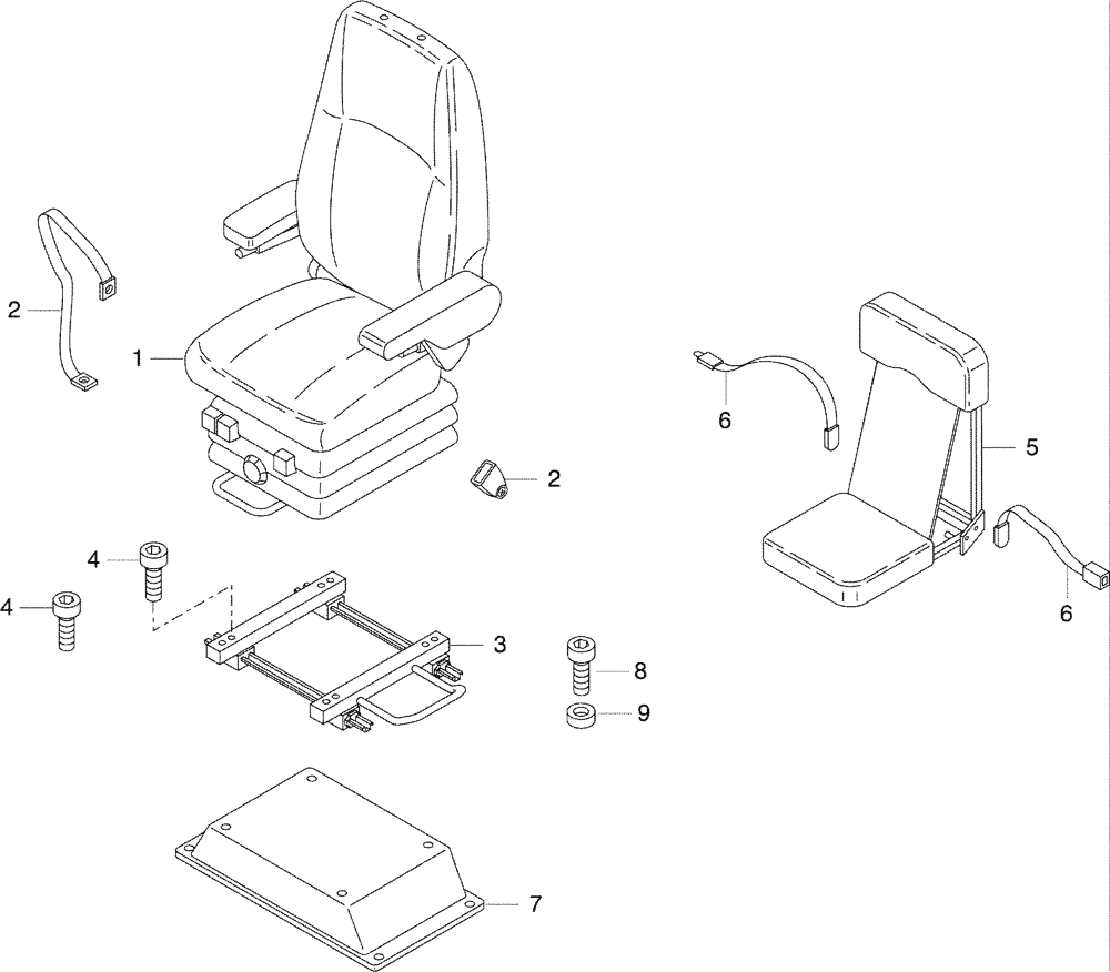 Схема запчастей Case 325 - (9.670A[01]) - SEAT - SEAT MOUNTING (19) - OPTIONS