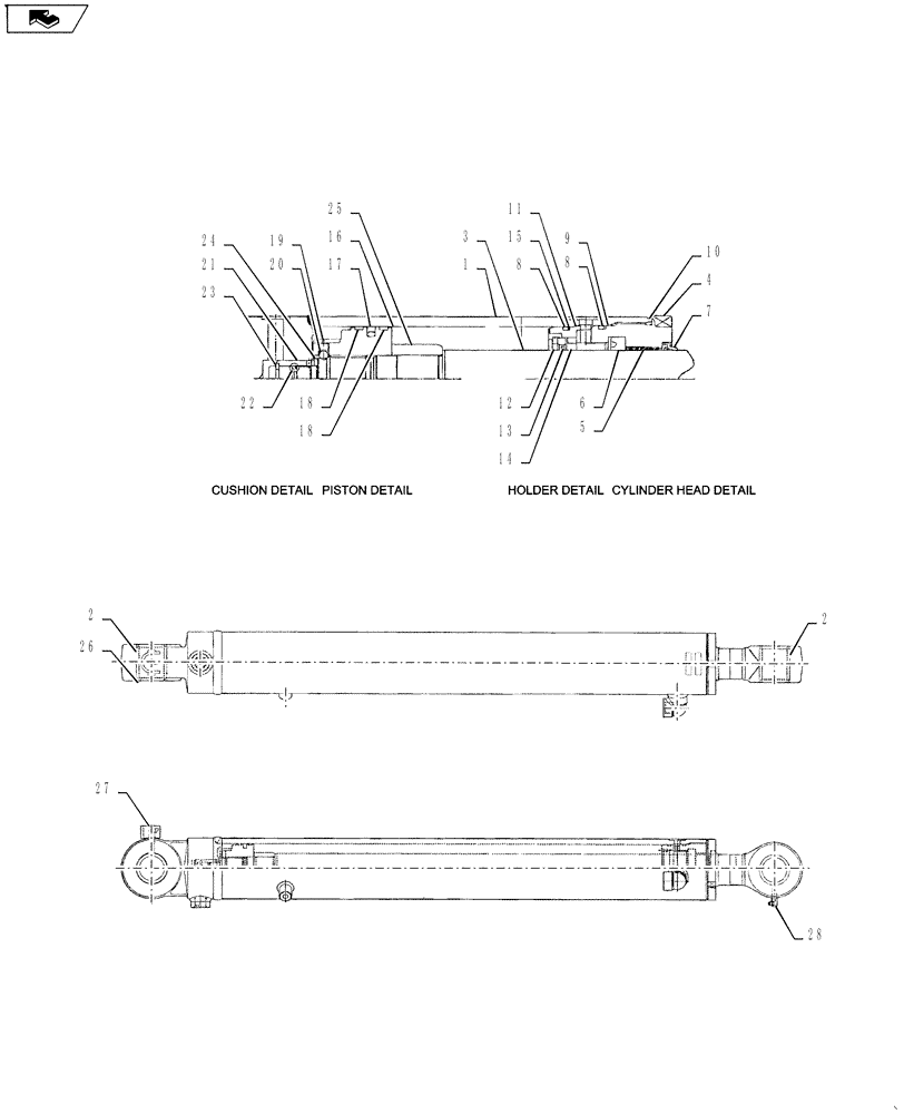 Схема запчастей Case CX55BMSR - (03-008[02]) - CYLINDER INSTALL (ARM) (35) - HYDRAULIC SYSTEMS