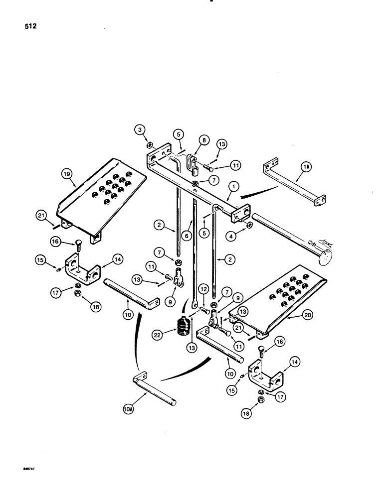 Схема запчастей Case 580E - (512) - BACKHOE CONTROLS WITH FOOT SWING, SWING PEDALS AND MOUNTING (09) - CHASSIS/ATTACHMENTS