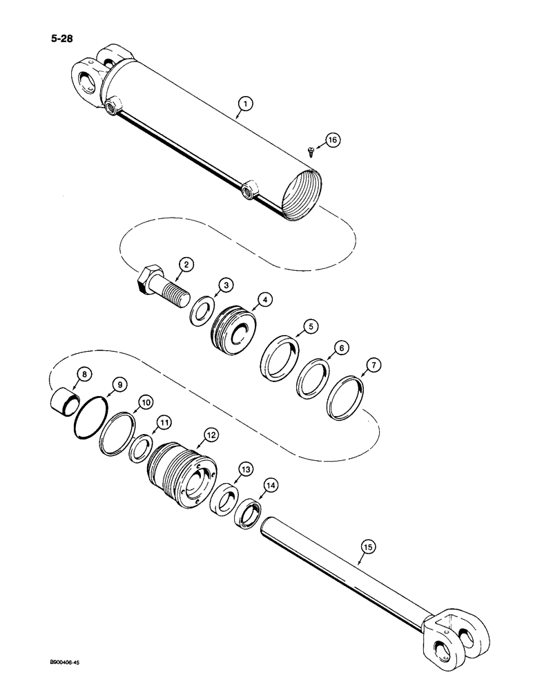 Схема запчастей Case 1085C - (5-28) - STEERING CYLINDER (05) - STEERING