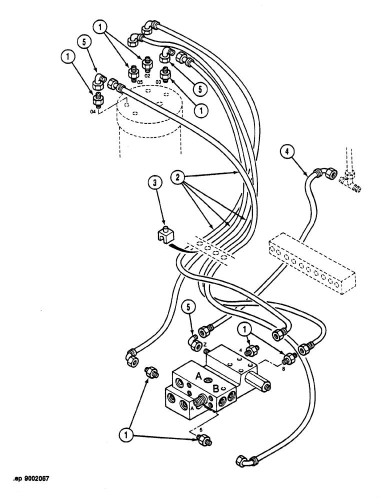 Схема запчастей Case 1088 - (132) - CAB HYDRAULIC CIRCUIT (0.80 M) (35) - HYDRAULIC SYSTEMS