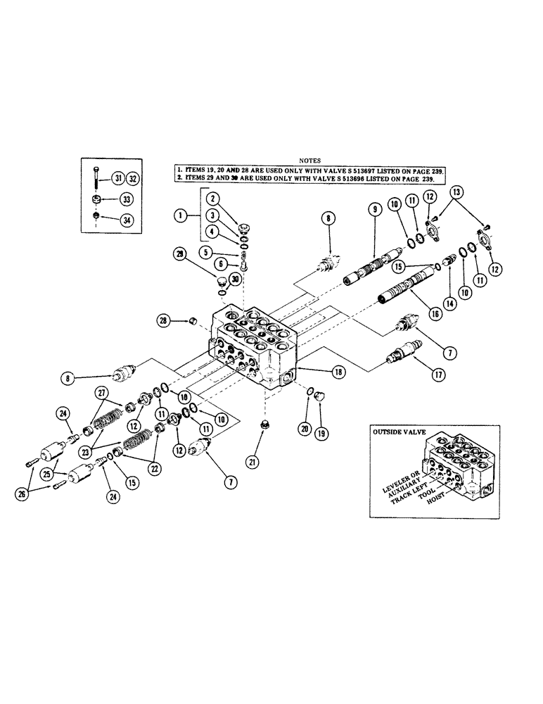 Схема запчастей Case 40 - (238) - 4-SPOOL MAIN CONTROL VALVE, (OUTSIDE VALVE) (35) - HYDRAULIC SYSTEMS