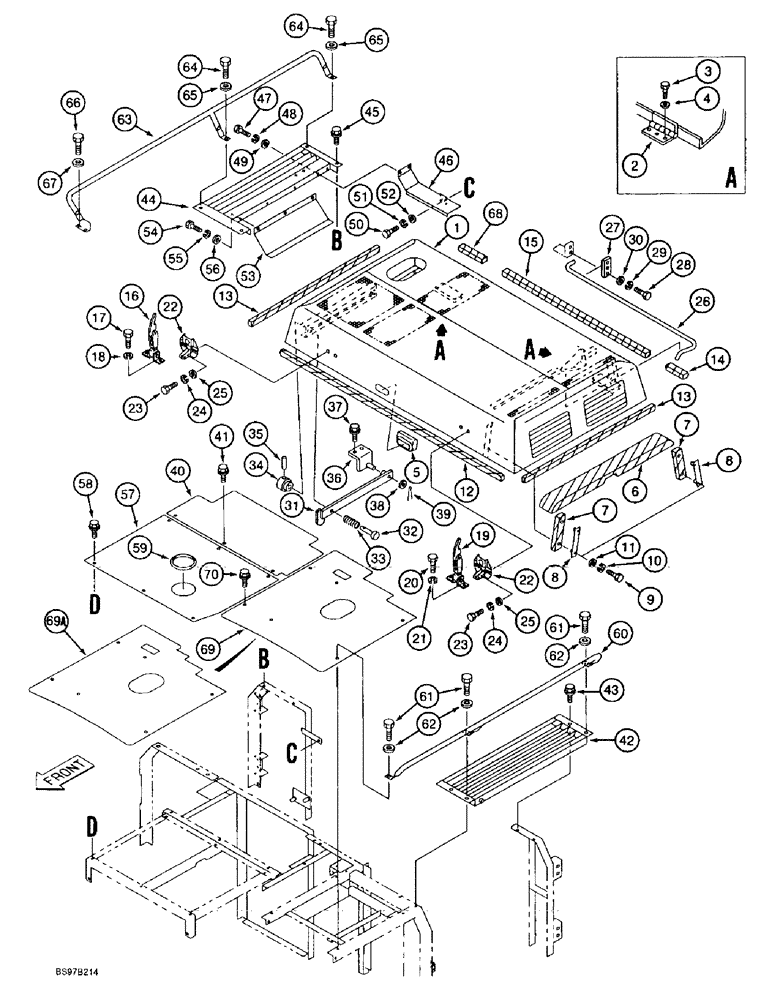 Схема запчастей Case 9030B - (9-024) - UPPER STRUCTURE, HOOD, COVERS AND INSULATION (09) - CHASSIS