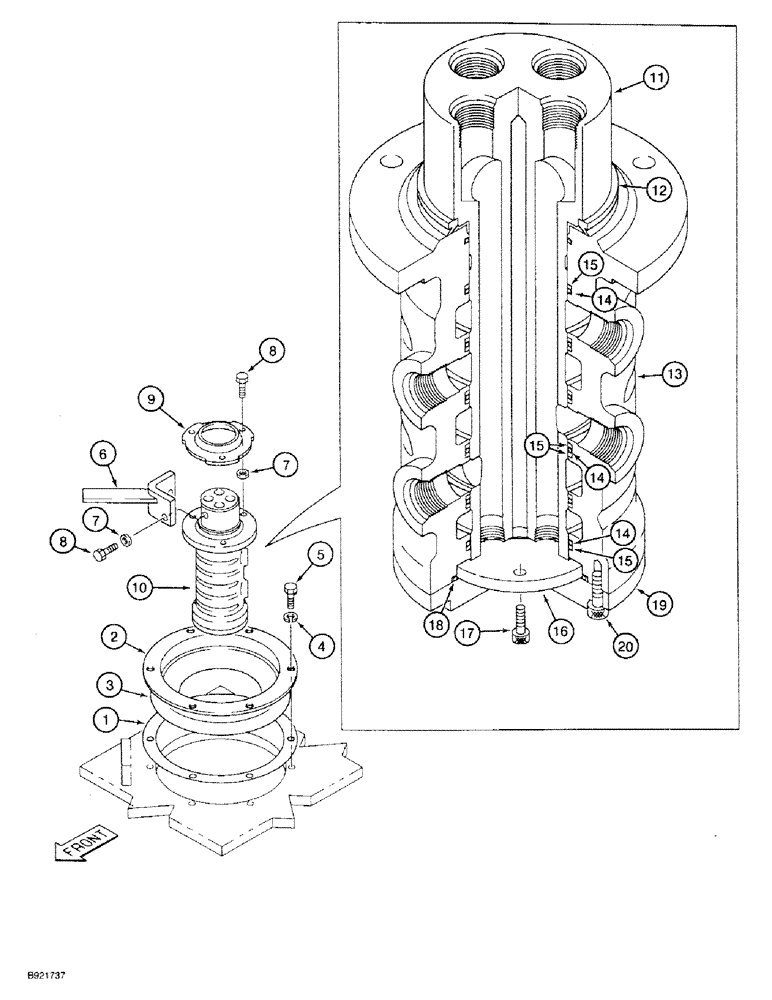 Схема запчастей Case 9030 - (6-18) - HYDRAULIC SWIVEL (06) - POWER TRAIN