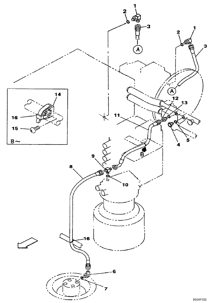 Схема запчастей Case CX160 - (08-07A) - HYDRAULICS - DRAIN LINE, MODELS WITHOUT LOAD HOLD; P.I.N. DAC0716270 - DAC0716594 (08) - HYDRAULICS