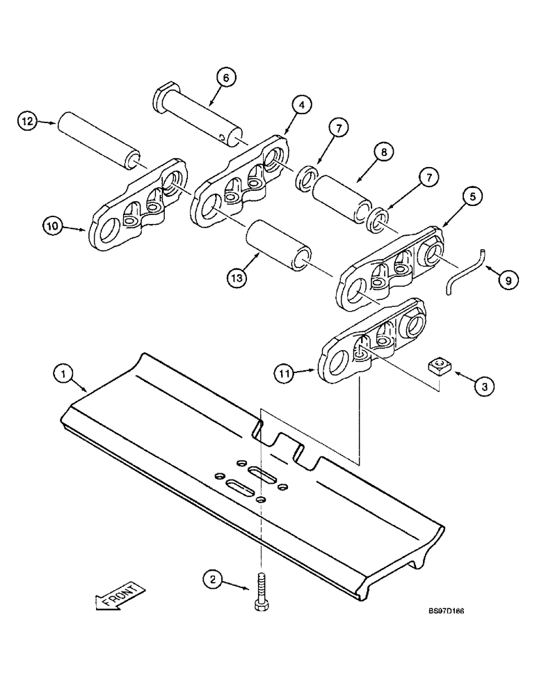 Схема запчастей Case 9040B - (5-08) - TRACK CHAIN AND SHOES, TIMBER KING MODELS (11) - TRACKS/STEERING