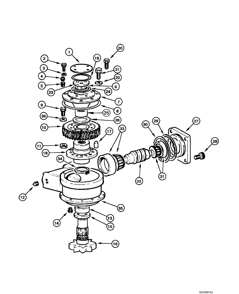 Схема запчастей Case 845 - (08.20[00]) - CIRCLE HYDRAULIC CIRCUIT - TURN-CIRCLE REDUCER (08) - HYDRAULICS