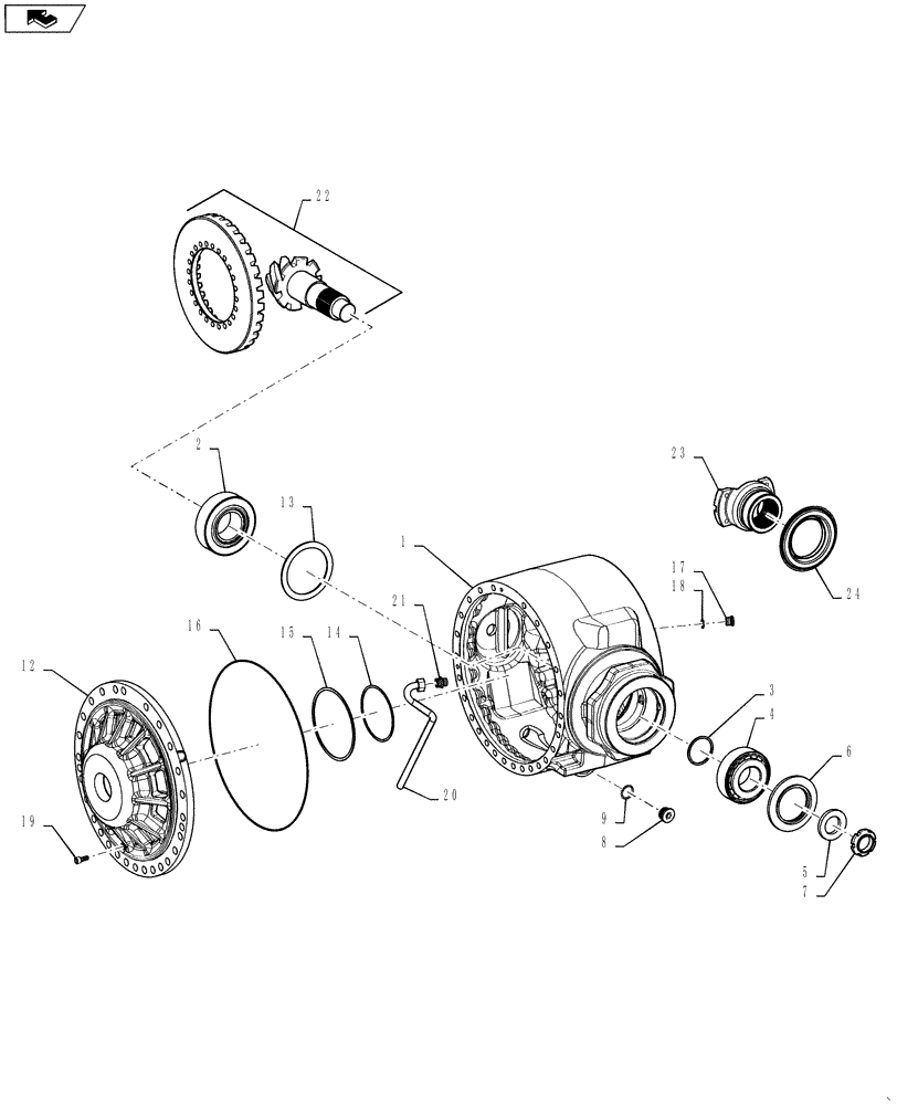 Схема запчастей Case 1121F - (25.106.01) - FRONT AXLE, DIFFERENTIAL CARRIER (25) - FRONT AXLE SYSTEM