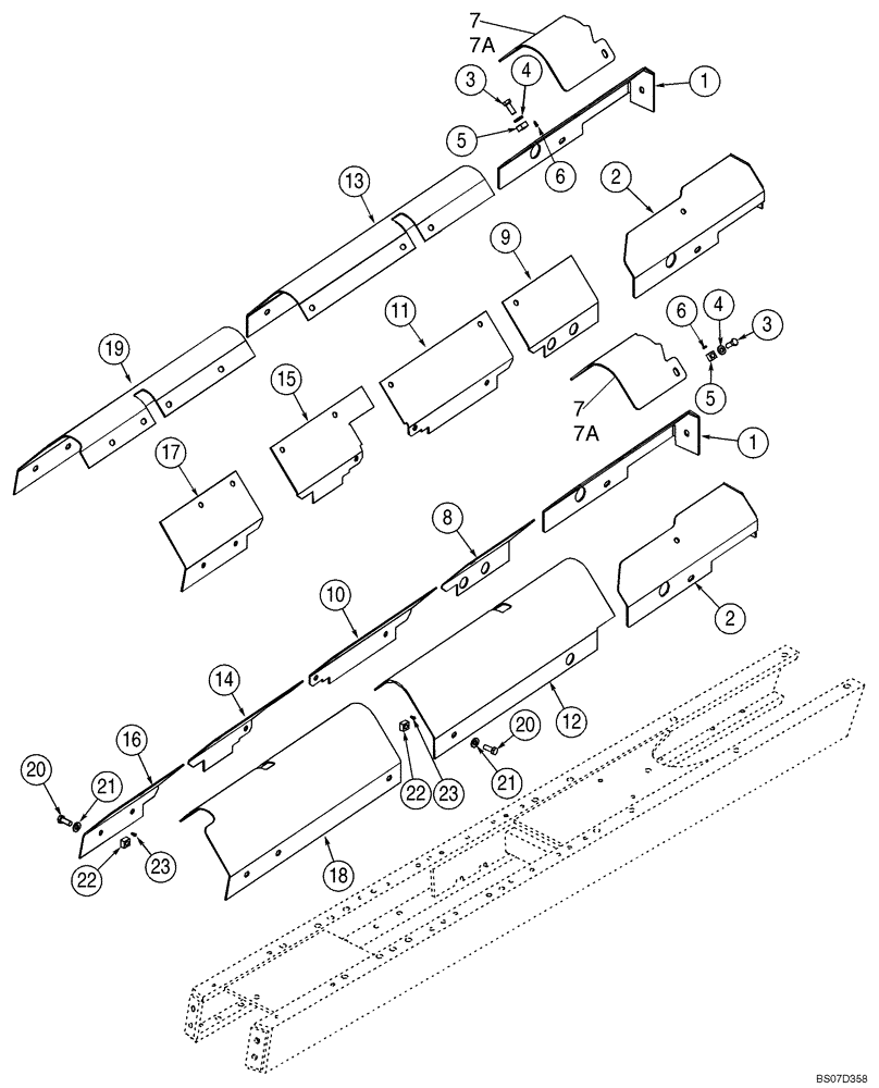 Схема запчастей Case 650K - (05-02A) - FRAME, TRACK - COVERS (11) - TRACKS/STEERING