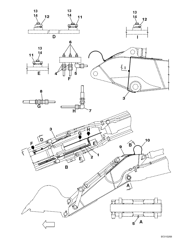 Схема запчастей Case CX800 - (09-52) - LUBRICATION CIRCUIT - 3,66 M (12 FT) ARM (09) - CHASSIS