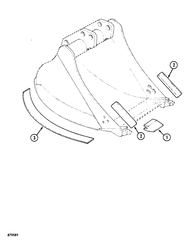 Схема запчастей Case 688 - (9-102) - BUCKET REINFORCEMENT PARTS, BACKHOE BUCKET 23-5/8" WIDE (09) - CHASSIS