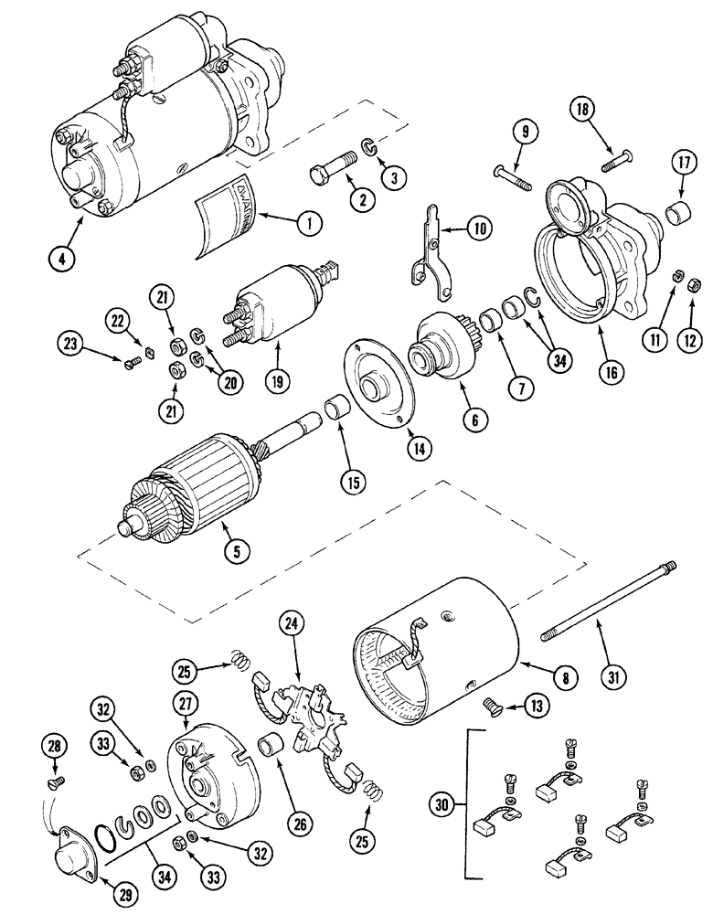 Схема запчастей Case 380B - (4-16) - STARTER MOTOR - BOSCH (03) - FUEL SYSTEM