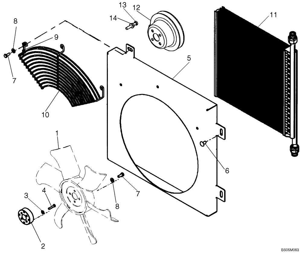 Схема запчастей Case 410 - (02-03) - FAN MOUNTING (02) - ENGINE