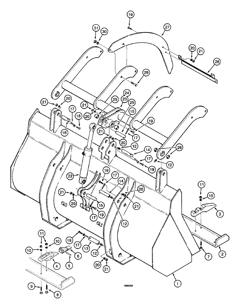 Схема запчастей Case W14 - (546) - GRAPPLE BUCKET (09) - CHASSIS/ATTACHMENTS