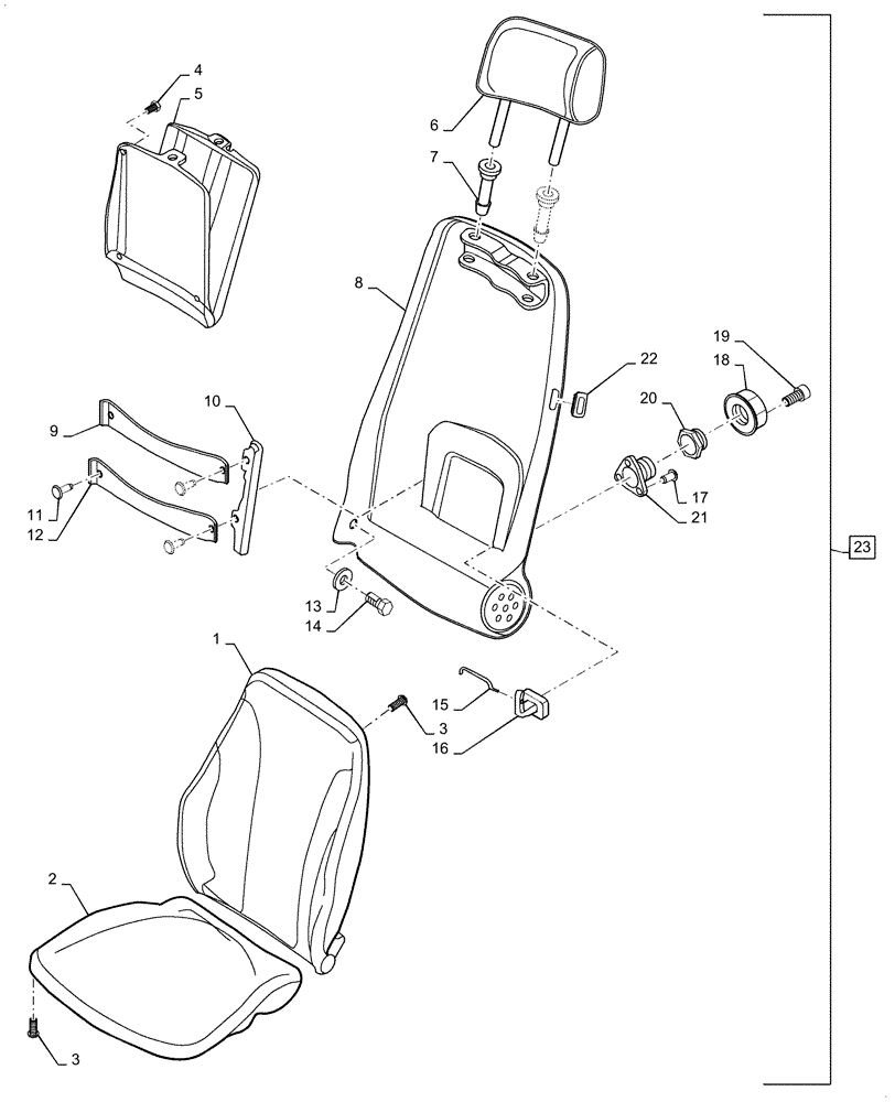 Схема запчастей Case 621F - (90.120.AE) - SEAT ASSY MECHANICAL TOP VINYL AND CLOTH (90) - PLATFORM, CAB, BODYWORK AND DECALS