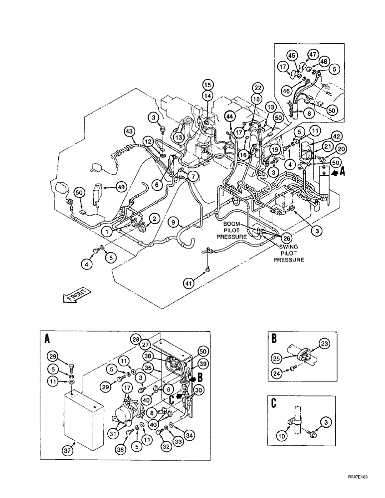 Схема запчастей Case 9010B - (4-010) - MAIN ELECTRICAL WIRING HARNESS AND CONNECTIONS, P.I.N. DAC01#2001 AND AFTER (04) - ELECTRICAL SYSTEMS