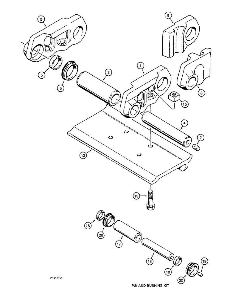 Схема запчастей Case 550E - (5-14) - CASE LUBRICATED TRACK CHAIN, IF USED, EACH MASTER LINK HAS ONE BOLT HOLE (11) - TRACKS/STEERING