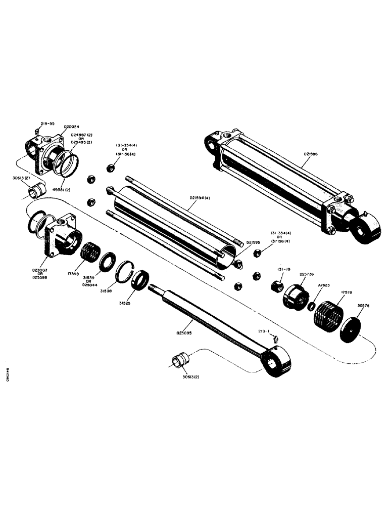 Схема запчастей Case 21 - (44) - D21596 HYDRAULIC CROWD CYLINDER 