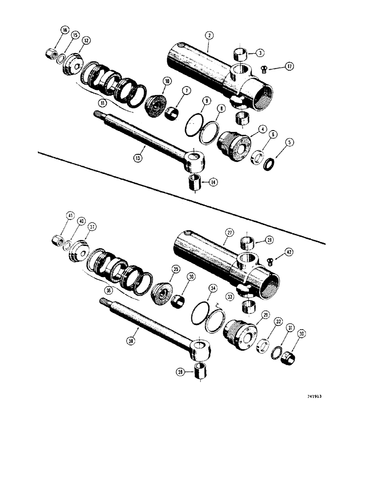 Схема запчастей Case 32S - (137C) - G32608 AND G32609 SWING CYLINDERS, 4" I.D. X 11" STROKE 