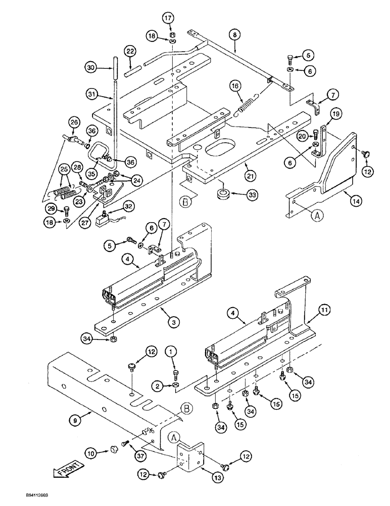 Схема запчастей Case 9060B - (9-036) - OPERATORXD5 S SEAT LEVER AND SLIDE (09) - CHASSIS